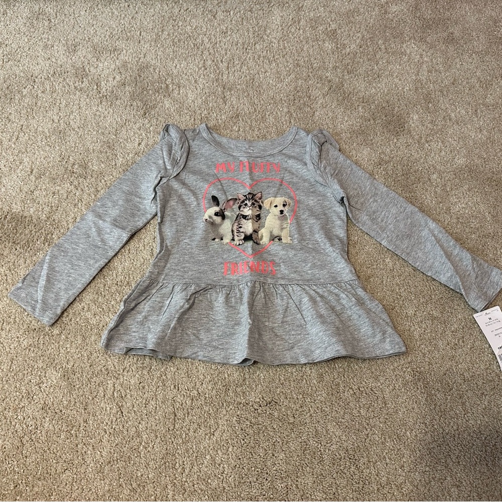 NWT Long Sleeve Peplum Animal Tee